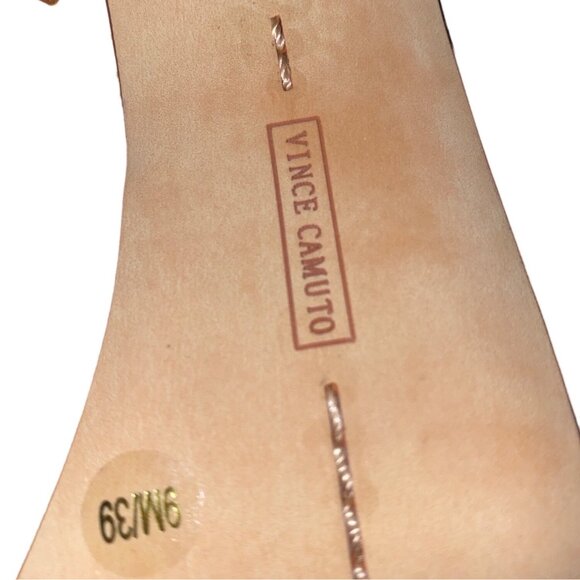 Vince Camuto VC-Kamaye 9M 39 Women Shoes 5” Heel Suede Tan Lace-Up Leather - Picture 7 of 14